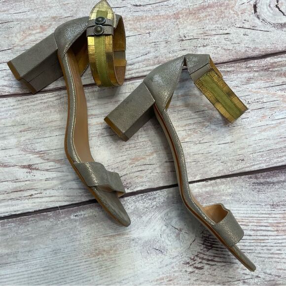 Sundance Twilight Zephyr Pewter Leather Suede Strappy Sandals Size 41 US 10 - Picture 7 of 11